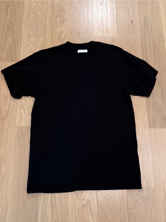 Anine Bing Tops - Anine Bing Black Short Sleeve Logo Tee